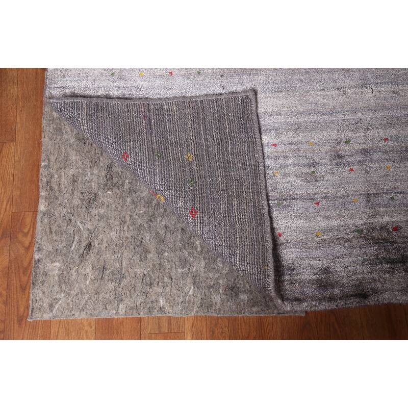 Gray Gabbeh Oriental Area Square Area Rug Handmade Silk Carpet - 9'11"x 10'7"