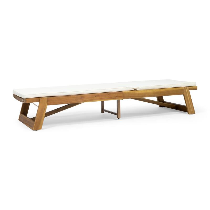 Maki Outdoor Acacia Wood Chaise Lounge and Cushion Set by Christopher Knight Home