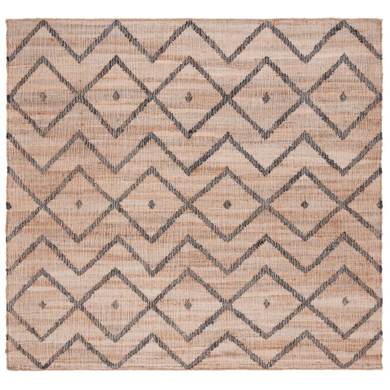 SAFAVIEH Handmade Kilim Fiorinda Flatweave Wool Rug - 7' Square - Natural/Charcoal