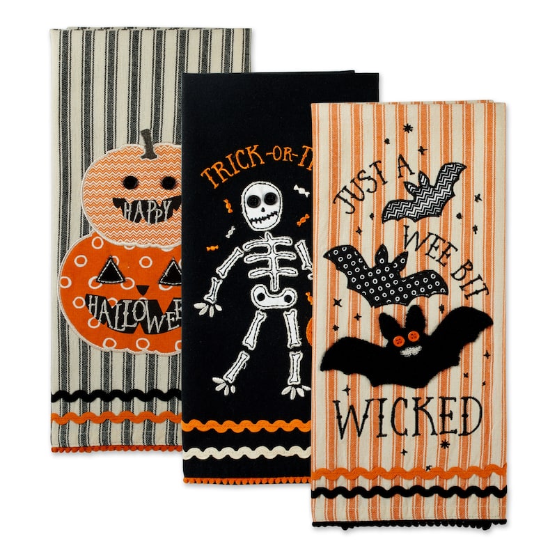 DII Halloween Embellished Dishtowels Set of 3
