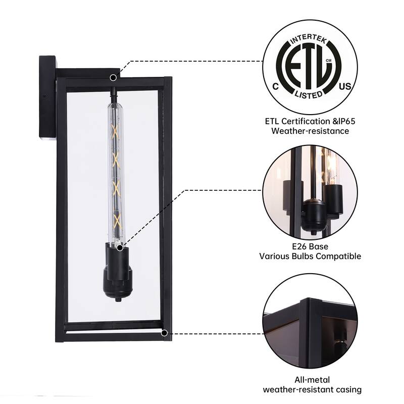 Large Medium Iron Rectangular Outdoor Wall Light