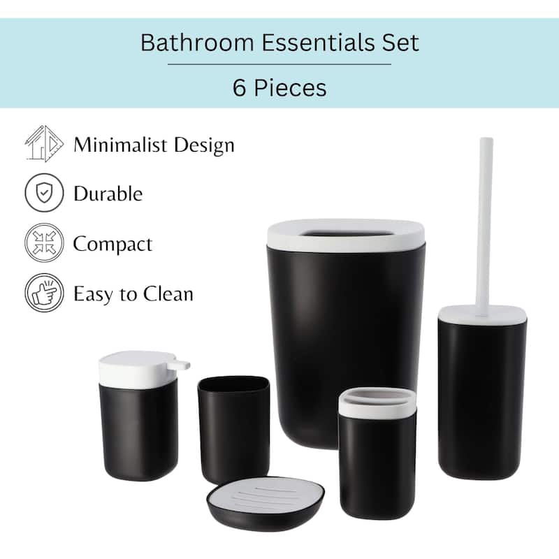 6-Piece Bathroom Accessories Set Modern Design - N/A