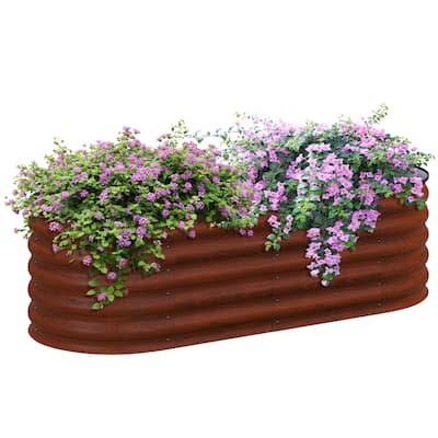 Raised Garden Bed Kit, Outdoor Metal Elevated Box with Safety Edging, Easy DIY Stock Tank for Growing Flowers,Herbs & Vegetables