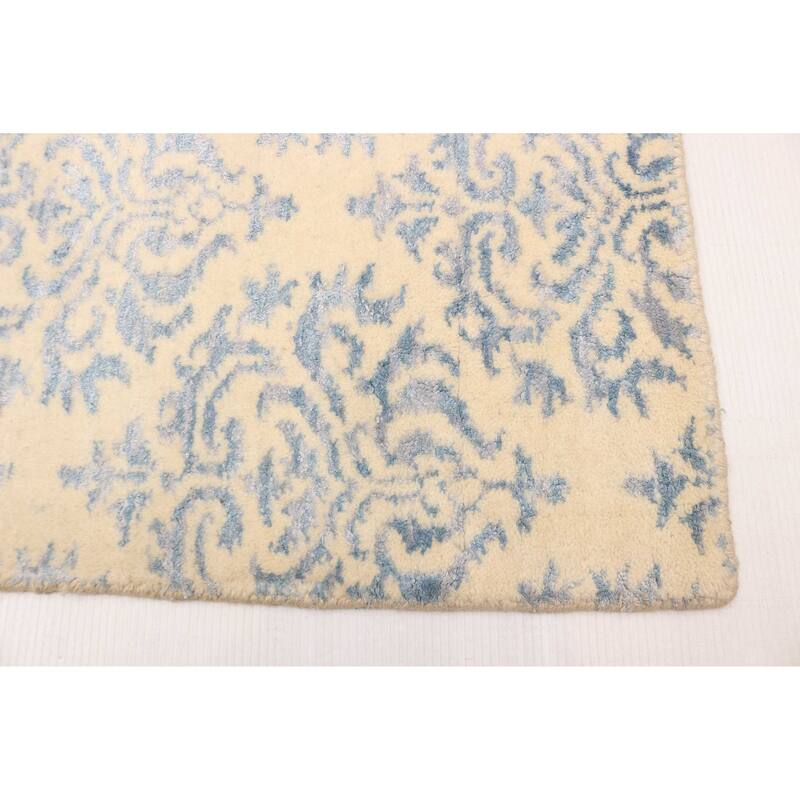 ECARPETGALLERY Hand Loomed Elysian Cream Viscose, Wool Rug - 4'10 x 7'11