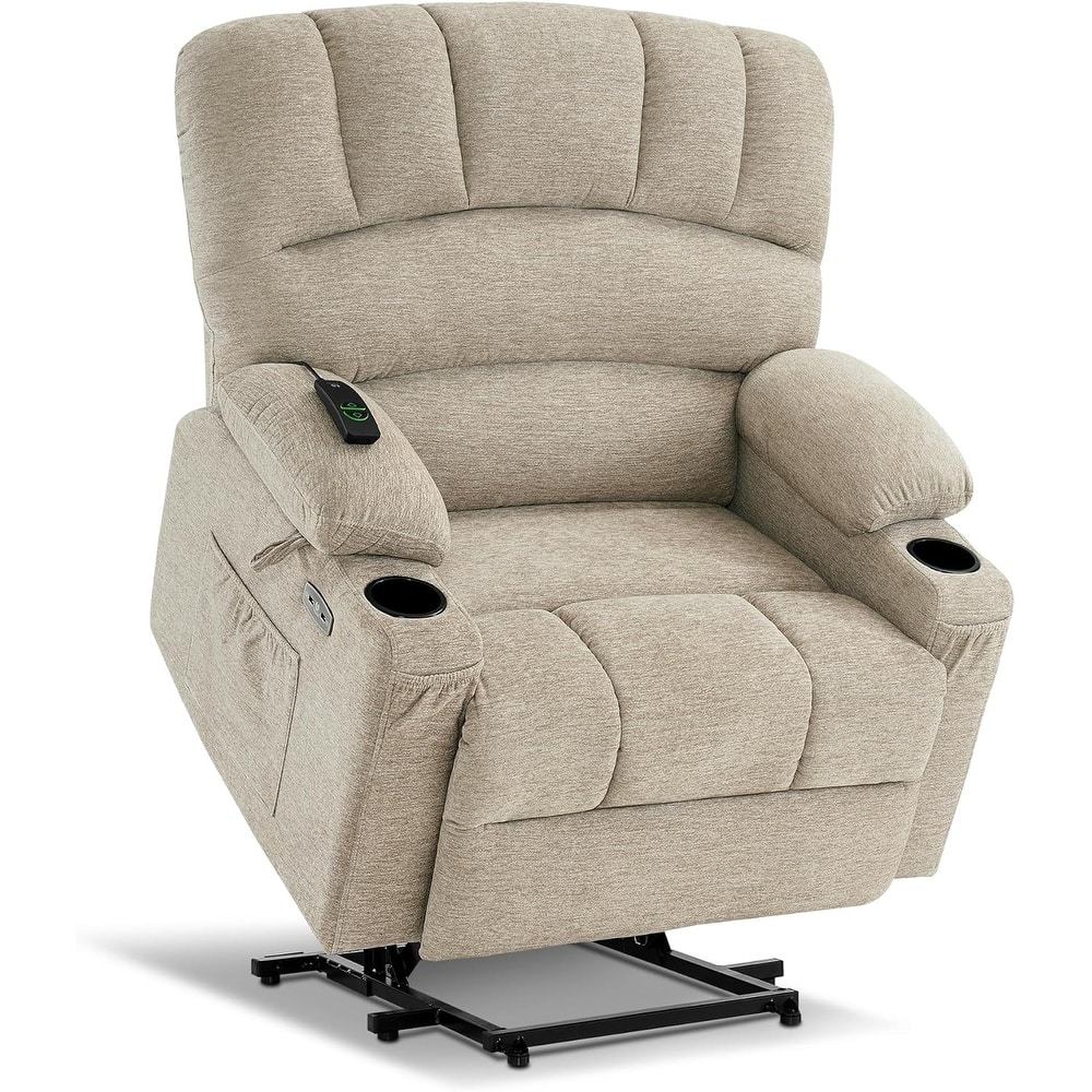 MCombo Recliner Chair Sofa with Massage and Heat, Fabric R7096 (Medium-Wide)