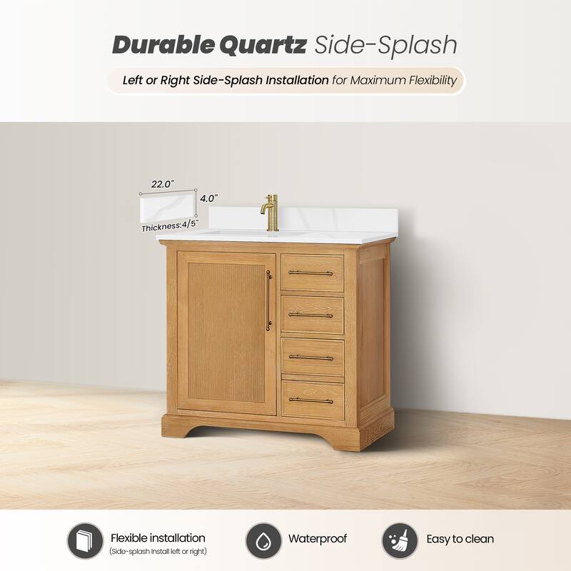 Tokyo Bath Vanity with Quartz Stone Top without Mirror