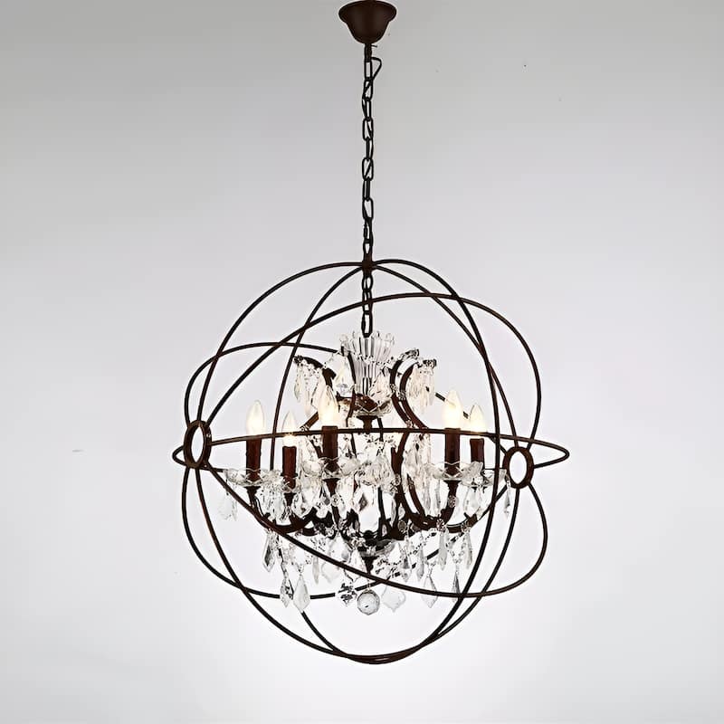 24" Light Orbed Candelabra Chandelier Pendant Rustic Lamp Antique Atom