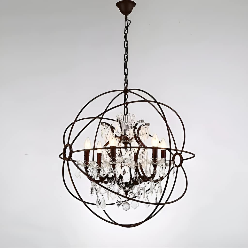 24" Light Orbed Candelabra Chandelier Pendant Rustic Lamp Antique Atom