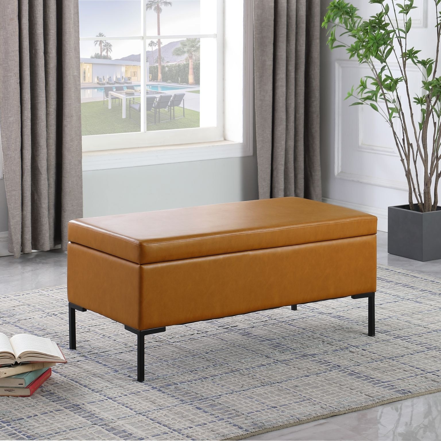 Porch Den Westfield 44 inch White PU Leather Tufted Shoe Rack Ottoman Storage Bench Bed Bath Beyond 22580858