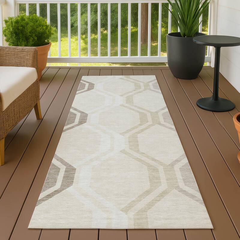 Machine Washable Indoor/ Outdoor Contemporary Dimensions Chantille Rug - Beige - 2'3" x 7'6"