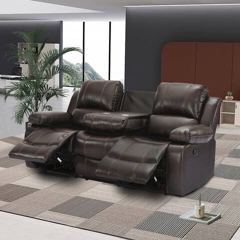 3-Seater Relining Sofa with Storage Console and 2 Aluminum Cup Holders