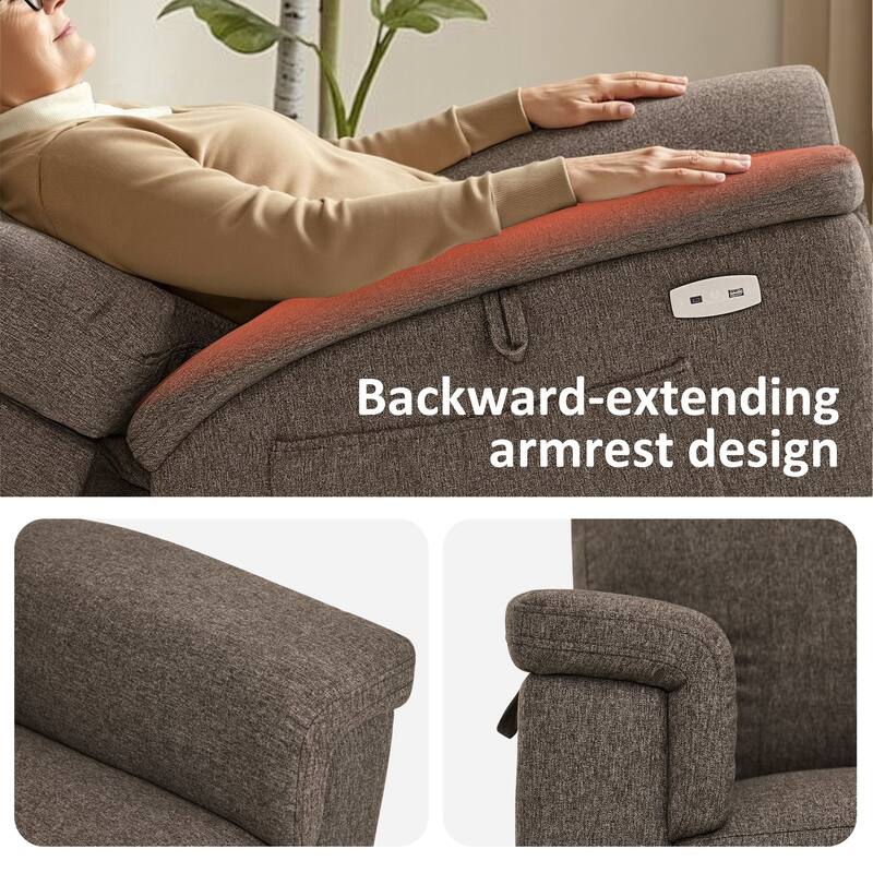 MCombo Power Recliner Lift Chair with Massage, Dual Heating and Adjustable Headrest for Big Elderly People, Fabric R7605