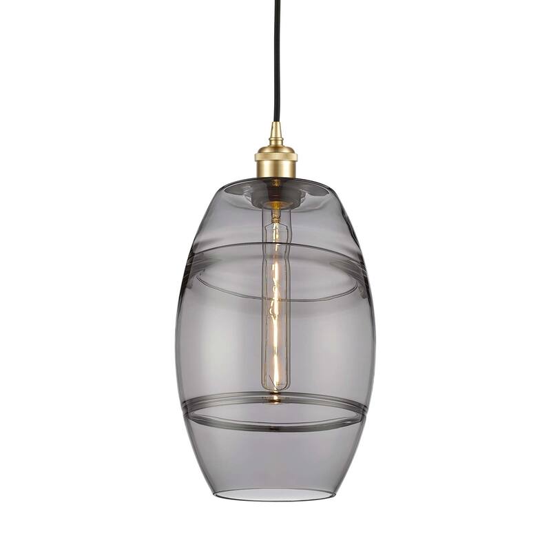 Innovations Lighting 516-1P-10-8 Vaz Pendant Vaz 8" Wide Mini Pendant - Satin Gold / Light Smoke