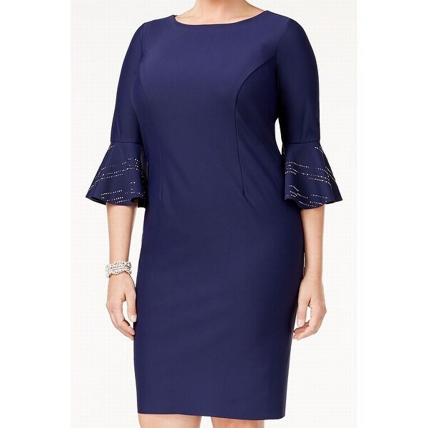 alex evenings bell sleeve sheath dress