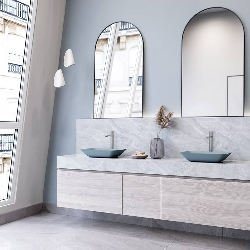 VIGO Sottile 18"L x 13"W x 4"H Glass Rectangular Vessel Bathroom Sink