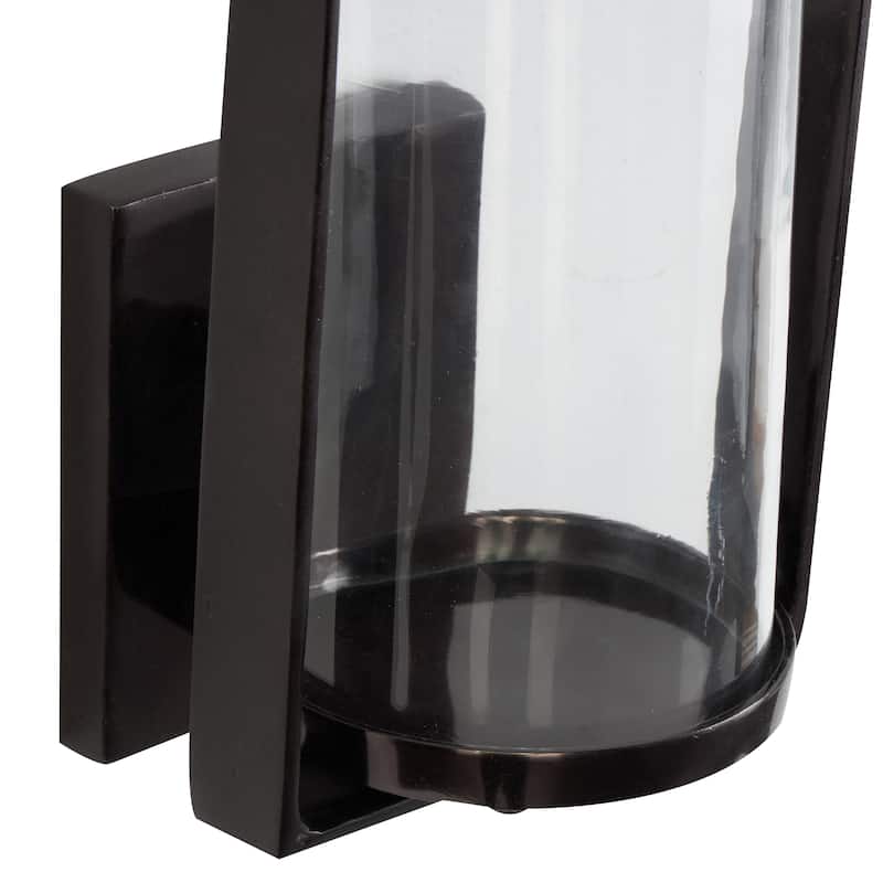 Metal Geometric Minimalistic Rectangular Wall Sconce - Black - Roche River Decor - 7"W x 7"L x 16"H