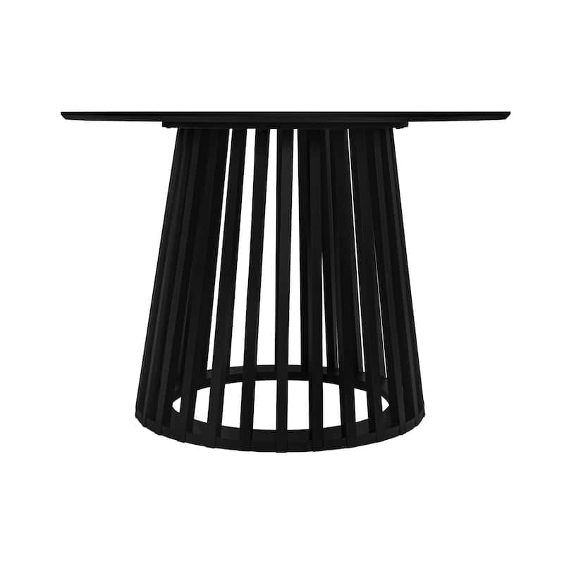 Roomfitters Round Dining Table, Modern Black Pedestal Base, Small Kitchen or Dining Room Table for 2-4 People