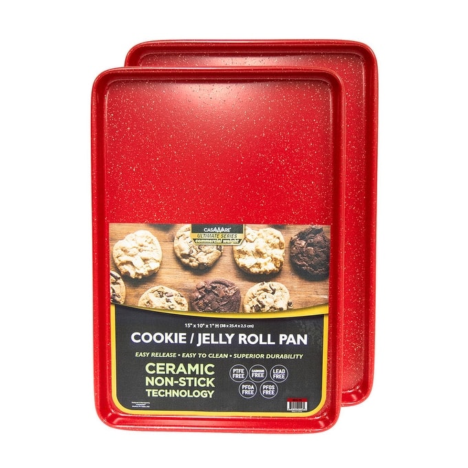 casaWare Ultimate 2pc Cookie Sheet Set Commercial Weight - red Granite