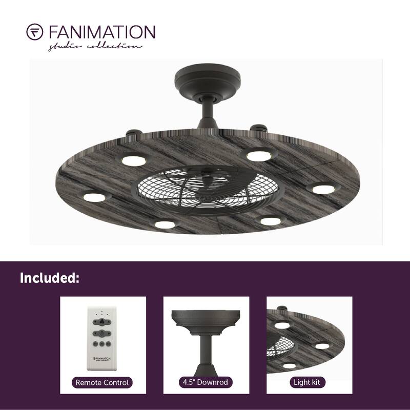 Fanimation Studio Collection Dex 12 inch Matte Griege Fandelier Ceiling Fan With LED Lights and Remote