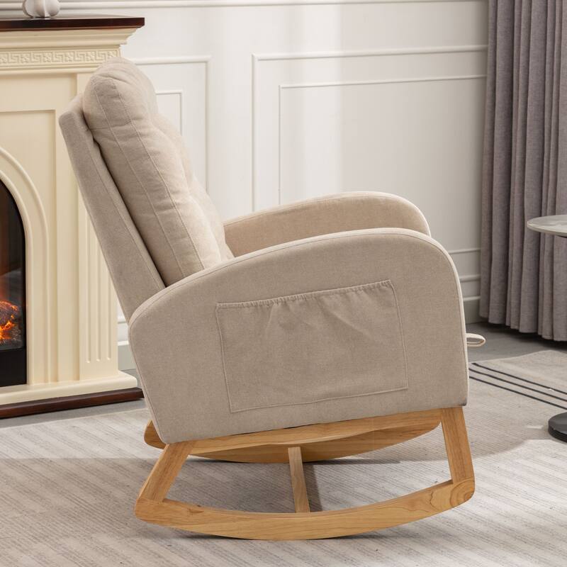 High-Back Rocker Chair with Footrest & Pocket