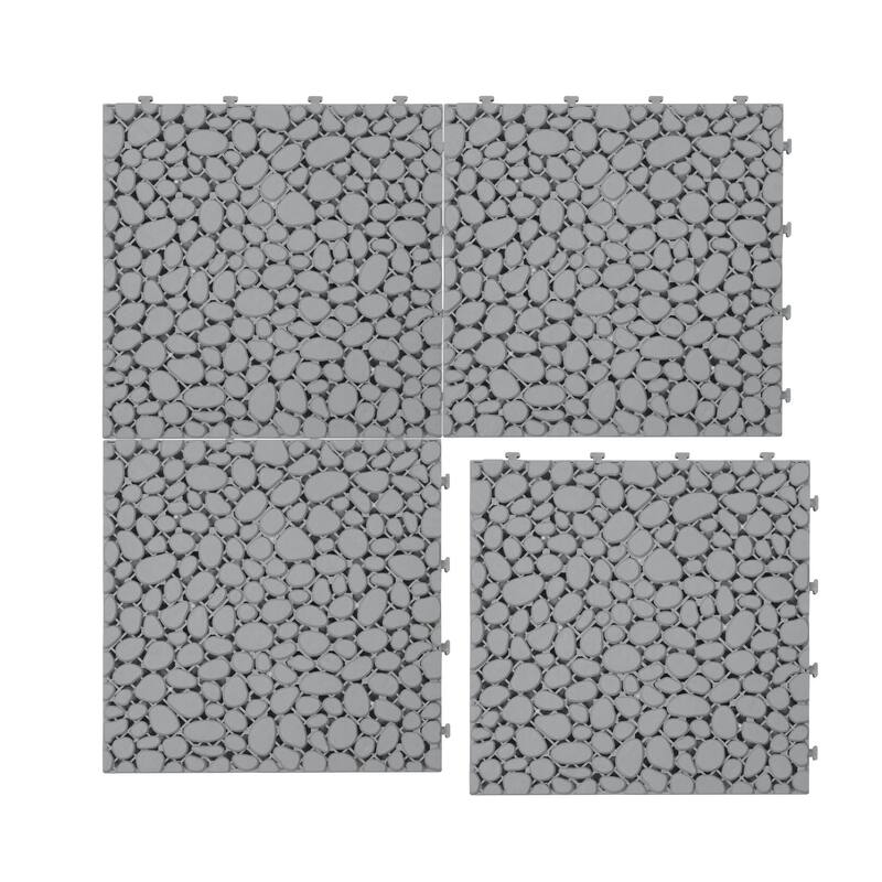 12 x 12 Inch Interlocking Deck Tiles,Bathroom Shower Balcony Porch Weight Capacity Upto 440 LBS,Pebble Stone Pattern Pack of 12