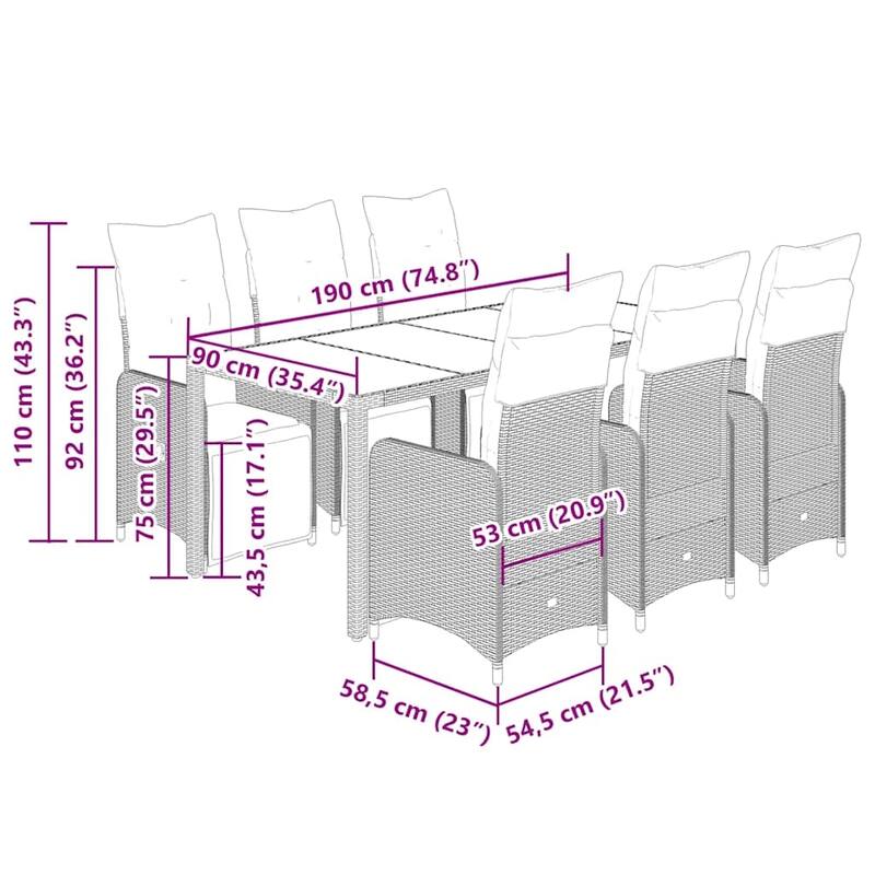 vidaXL Bistro Set Black - 21.5 x 23.0 x 36.2