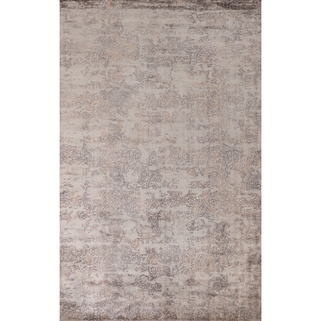 All-Over Modern Abstract Area Rug Hand-Knotted Wool Carpet - 6'7" x 9'11"