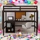 preview thumbnail 2 of 11, Twin size Loft Bed With Desk and Writing Board,2 Drawers Cabinet for Home