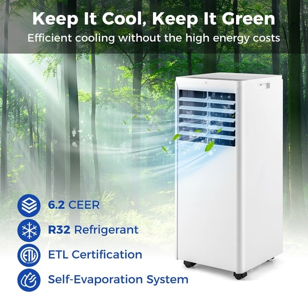 slide 2 of 11, 4-in-1 8000 BTU Portable Air Conditioner with Fan and Dehumidifier - 11.5" x 11" x 27.5"(L x W x H) White