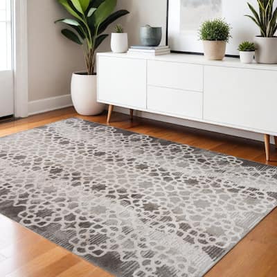 Bibuv Distressed Abstract Stain Resistant Low Pile Durable Area Rug By HomeRoots