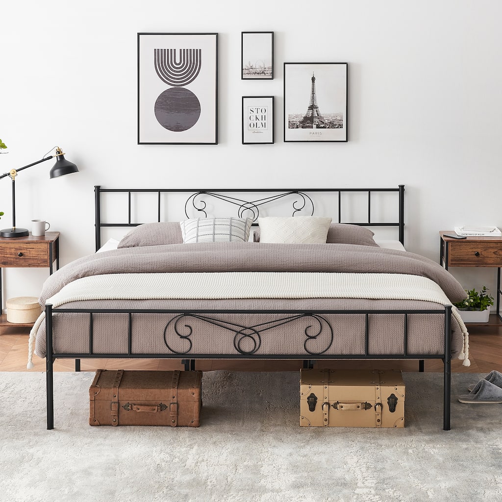 Bed Frame Platform with Headboard and Footboard