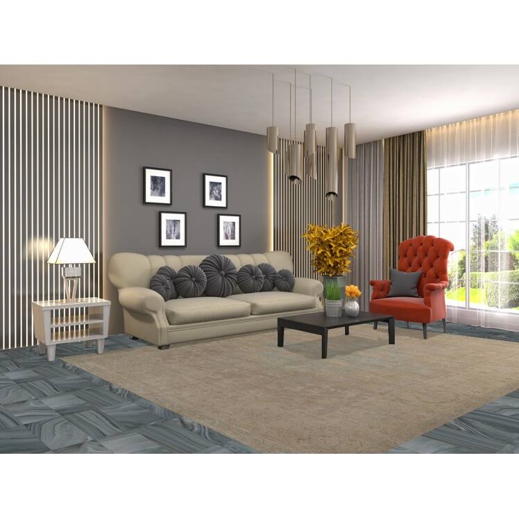 Vegetable Dye Oushak Turkish Rug Handmade Living Room Wool Carpet - 8'0"x 10'1"