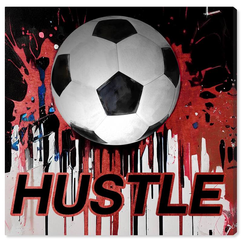Notoriart Soccer Red Splash Gallery Wrapped Soccer 1 Piece Canvas Wall Art - 20 x 20