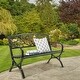 preview thumbnail 2 of 11, Beautiful Design Bench, Butterfly Back Cross Feet Bronze Iron Bench