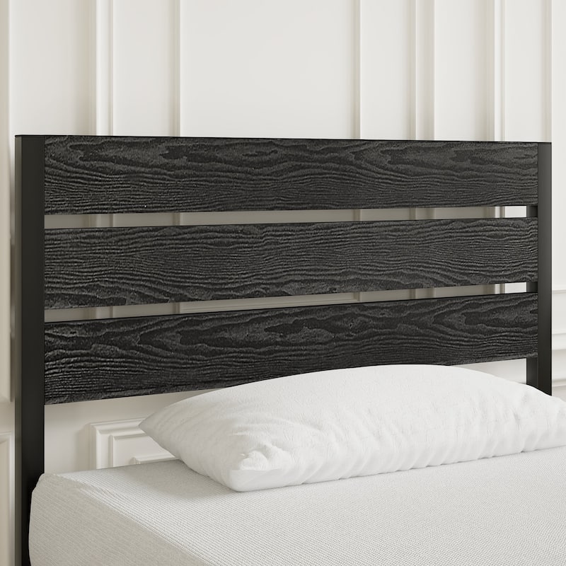 VECELO Industrial Wood Bed Frame with Headboard, Twin Size Beds/Full Size Beds/Queen Size Beds