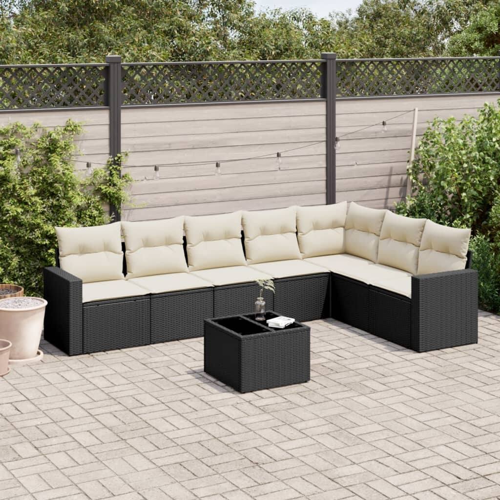 vidaXL Garden Sofa Set 8 Piece with Cushions Outdoor Sofa Set Poly Rattan