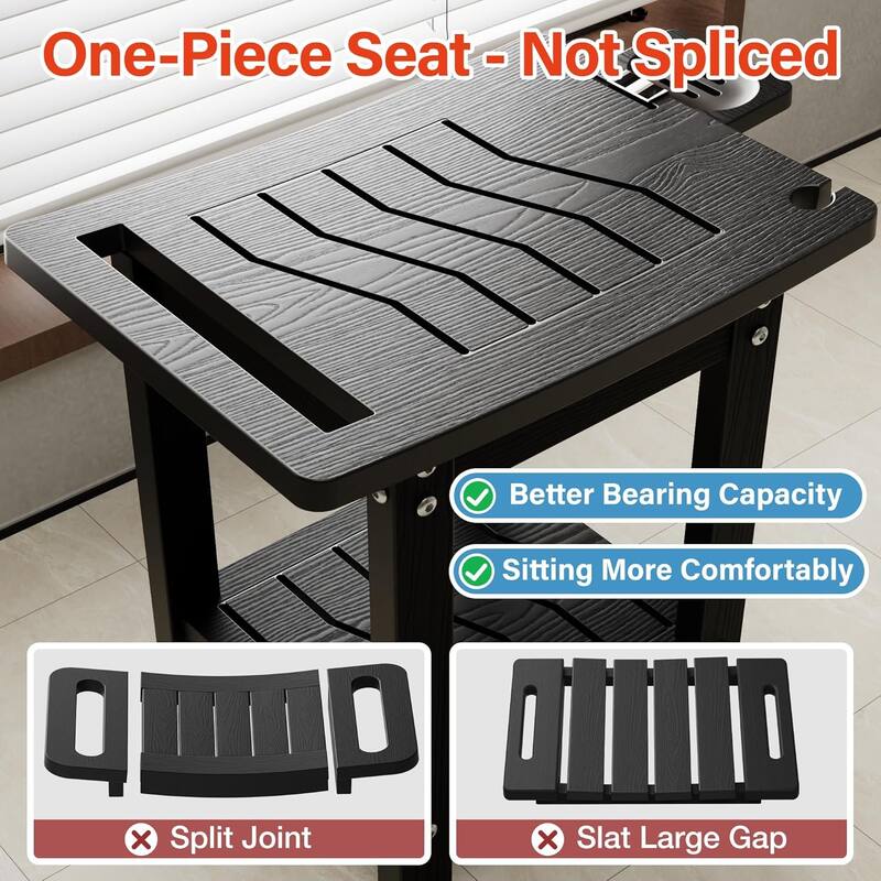 HIPS Shower Bench, 2 Tier Bathroom Chair Seat with Non-Slip Feet