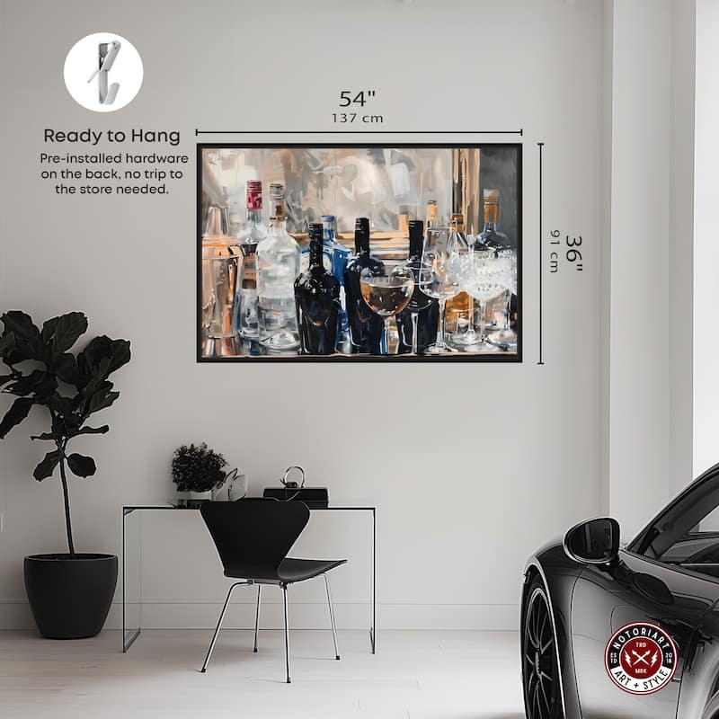 Notoriart Countertop Drinks Framed Bar Cart Art For Men