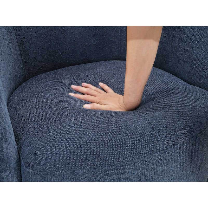 Boucle Swivel Barrel Chair, Round Upholstered Leisure Armchair, Reading Accent Chair with Curved Back & Metal Base