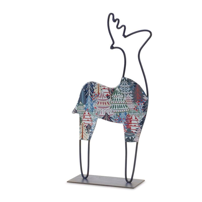 Set of 2 Deer Cut Out Christmas Tabletop Decorations 12"