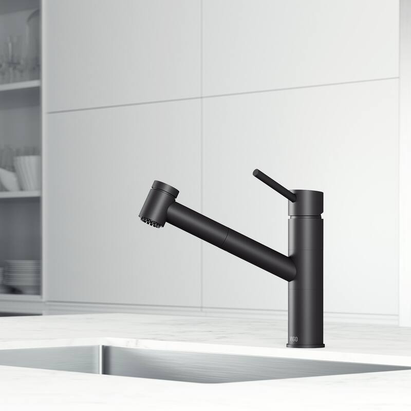 VIGO Branson 9" H Single Handle Pull-Out Sprayer Kitchen Faucet