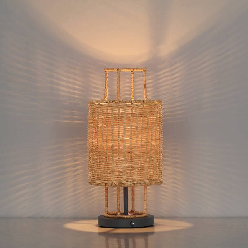 Acroma Modern Table Lamp with Rattan Shade
