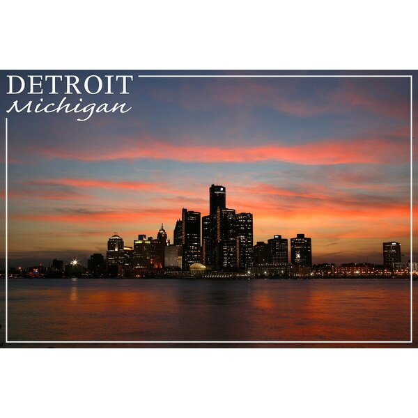 Detroit Michigan City Sunset Lantern Press Photography Art Print Multiple Sizes Available 9 X 12 Art Print