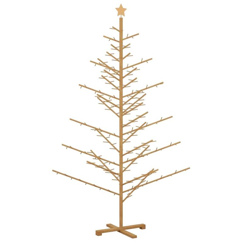 vidaXL Wooden Christmas Tree with Stand Natural/Brown Solid pine wood