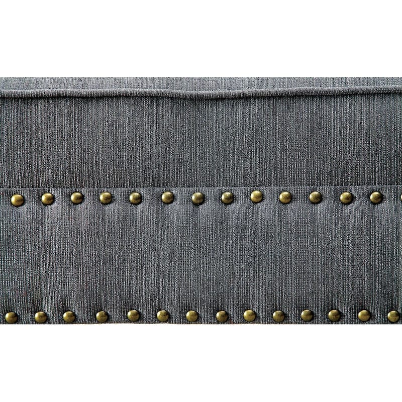 Beige Fabric Chaise / Bench Nailhead Trims Pillow Plush Comfort 1pc Chaise Living Room Furniture - Gray