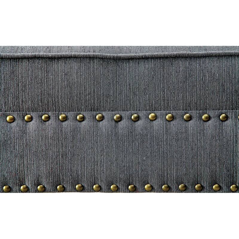 Modern Contemporary 1pc Chaise Beige Linen Like Fabric Nailhead Trim Living Room Bench Pillow