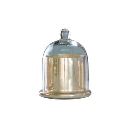 Transpac Glass 6 in. Gold Harvest Mercury Jar with Cloche