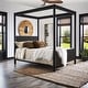 preview thumbnail 1 of 9, Monson Black Finish Metal Canopy Queen Bed by iNSPIRE Q Modern