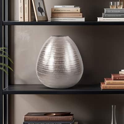 Allan Andrews Silver Chiseled Decorative Teardrop Vase