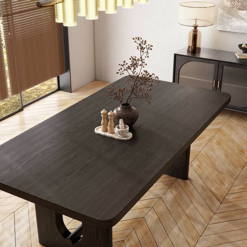 Furniture of America Piez Modern 83-inch Wood Dining Table with Trestle Base